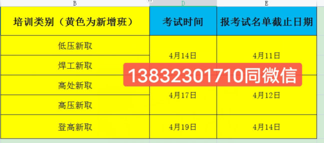 石家莊高處作業證4月份最新考試安排